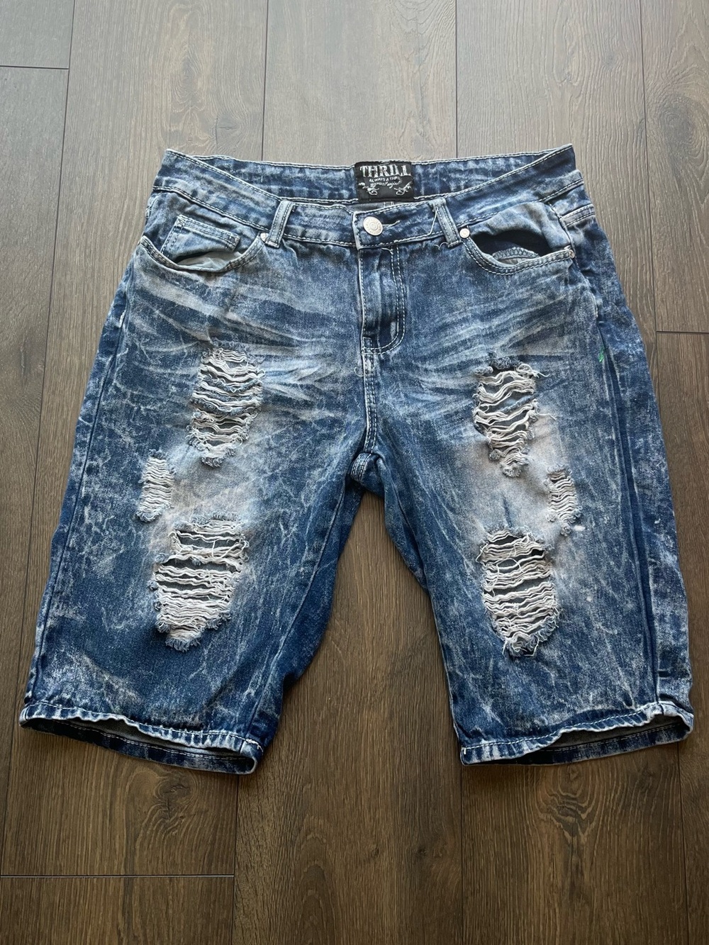 Thrill Distressed Denim Shorts
